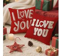 Outdoor Cushions 40cm x 40cm/16x16 Inch Large Cushion Covers Valentine's Day Throw Pillow Cover Red Velvet Square Pillowcases for Park Chair Balcony Garden Decorative, Gifts for Women, Set of 2 1B-644