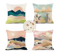 Outdoor Cushions 40cm x 40cm Set of 4 color Cushion Covers abstract Garden Cushions Waterproof Linen Sofa Cushions Decorative Pillows Pillowcase for Garden Patio Bench Chair Outdoor Home Decor Gifts
