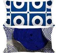 Outdoor Cushions 40cm x 70cm Blue Cushion Covers Set of 2 Sofa Pillows Covers Soft Rectangle Decorative Pillows Geometry Pattern Design with Invisible Zip for Summer Patio Garden Furniture 10-5601h
