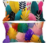 Outdoor Cushions 40cm x 70cm Modern Cushion Covers Set of 2 Sofa Pillows Covers Soft Rectangle Decorative Pillows Leaf Pattern Design with Invisible Zip for Summer Patio Garden Furniture 10-1686m