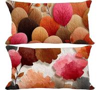 Outdoor Cushions 40cm x 70cm Pink Cushion Covers Set of 2 Sofa Pillows Covers Soft Rectangle Decorative Pillows Retro Pattern Design with Invisible Zip for Summer Patio Garden Furniture 10-4461m