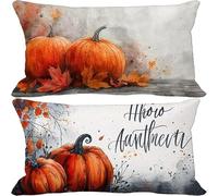 Outdoor Cushions 40cm x 80cm, Set of 2 Orange Cushion Covers Linen Sofa Pillows Covers Halloween, Decorative Pillows with Invisible Zip for Outdoor Garden Furniture Patio Couch Home Decor Gifts -2172f