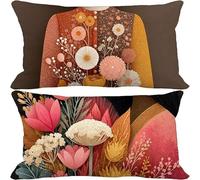 Outdoor Cushions 40cm x 80cm, Set of 2 Pink Cushion Covers Linen Sofa Pillows Covers Nordic, Decorative Pillows with Invisible Zip for Outdoor Garden Furniture Patio Couch Home Decor Gifts -4077l