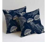 Outdoor Cushions 40x40 cm Simple Cushion Covers Waterproof Soft Pillows Set of 2 Decorative Pillowcases Outdoor Garden Cushions Element Double Sided Printing for Garden Furniture Balcony Decor C-858