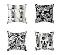 Outdoor Cushions 40X40CM Set of 4 Black And White Zebra Soft Outdoor Cushions Waterproof Decorative Square Pillows HD Double Sided Printing for Garden Seat Pads Patio Home Wall Decor Gifts7-J4Q11