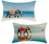 Outdoor Cushions 40x60 cm Set of 2 Elephant Outdoor Cushion Covers 40 x 60 cm Throw Pillow Covers Sea Decorative Pillowcase Linen With Invisible Zipper HD Double Sided Printing for Home Decor I-326P2