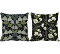 Outdoor Cushions 45cm x 45cm Nordic Cushion Covers Set of 2 Sofa Pillows Covers Linen Square Decorative Pillows Abstract Pattern Design with Invisible Zip for Spring Summer Garden Furniture v-2570w