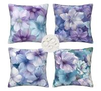 Outdoor Cushions 45cm x 45cm Set of 4 Waterproof Purple Cushion Covers Square Decorative Pillows floral Throw Pillow Case with Invisible Zipper for Outdoor Garden Patio Couch Bench 18x18 Inches -LI82