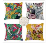 Outdoor Cushions 45x45 cm Oil Palm Cushion Covers Set of 4 Green Cushions Waterproof Linen Garden Cushions with Invisible Zipper,Sofa Cushions Pillow Cover for Garden Patio Couch Home DecorY343