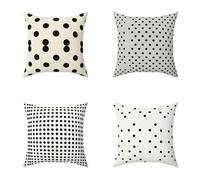 Outdoor Cushions 45X45CM Set of 4 Black And White Dot Linen Outdoor Cushions Waterproof Decorative Square Pillows HD Double Sided Printing for Garden Seat Pads Patio Autumn Home Wall Decor S-7UC69