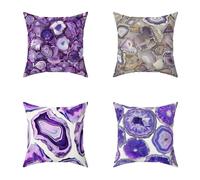 Outdoor Cushions 45X45CM Set of 4 Purple Throw Pillow Crystal Linen Outdoor Cushions Waterproof Decorative Square Pillows HD Double Sided Printing for Garden Bench Patio Farmhouse Home Decor 6-QRY73