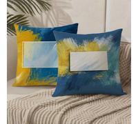 Outdoor Cushions 50cm x 50cm/20x20 Inch Large Cushion Covers Blue Throw Pillow Cover Yellow Velvet Square Pillowcases for Park Chair Balcony Bed Garden Decorative, Gifts for Women, Set of 2 1B-578