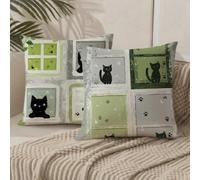 Outdoor Cushions 50cm x 50cm/20x20 Inch Large Cushion Covers Green Throw Pillow Cover Cat Velvet Square Pillowcases for Park Chair Balcony Bed Garden Decorative, Gifts for Women, Set of 2 1B-45