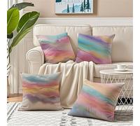Outdoor Cushions 50cm x 50cm Modern Cushion Covers Set of 4 Garden Cushions Waterproof, Square Velvet Decorative Pillows with Smooth Invisible Zip for Patio Garden Bench Farmhouse Deco, Abstract R-746