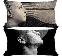Outdoor Cushions 50cm x 80cm, Set of 2 Black Cushion Covers Soft Sofa Pillows Covers Abstract, Decorative Pillows with Invisible Zip for Outdoor Garden Furniture Patio Couch Home Decor Gifts -7281v