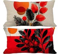Outdoor Cushions 50cm x 80cm, Set of 2 Claret Cushion Covers Soft Sofa Pillows Covers Nordic, Decorative Pillows with Invisible Zip for Outdoor Garden Furniture Patio Couch Home Decor Gifts -3966i
