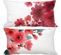 Outdoor Cushions 50cm x 80cm, Set of 2 Pink Cushion Covers Soft Sofa Pillows Covers Flower, Decorative Pillows with Invisible Zip for Outdoor Garden Furniture Patio Couch Home Decor Gifts -3501k