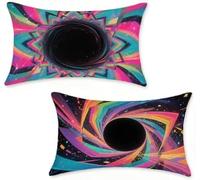 Outdoor Cushions 50x60 cm Set of 2 Color Outdoor Cushion Covers 50 x 60 cm Throw Pillow Covers Starry Sky Decorative Pillowcase Linen Invisible Zipper HD Double Sided Printing for Home Decor E-34066