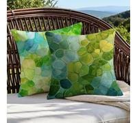 Outdoor Cushions 55cm x 55cm/22x22 Inch Large Cushion Covers Green Throw Pillow Cover Abstract Linen Square Pillowcases for Park Chair Balcony Bed Garden Decorative, Gifts for Women, Set of 2 1B-447