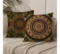 Outdoor Cushions 55cm x 55cm/22x22 Inch Large Cushion Covers Green Throw Pillow Cover Bohemia Velvet Square Pillowcases for Park Chair Balcony Bed Garden Decorative, Gifts for Women, Set of 2 1B-354