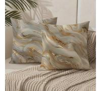 Outdoor Cushions 55cm x 55cm/22x22 Inch Large Cushion Covers White Throw Pillow Cover Abstract Velvet Square Pillowcases for Park Chair Balcony Bed Garden Decorative, Gifts for Women, Set of 2 1B-522