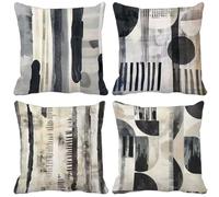 Outdoor Cushions 55cm x 55cm Nordic Cushion Covers Set of 4 Sofa Pillows Covers Linen Square Decorative Pillows Modern And Simple Pattern Design, Spring Summer Patio Garden Furniture Home Decor c28-45
