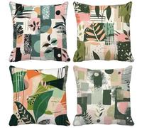 Outdoor Cushions 55cm x 55cm Nordic Cushion Covers Set of 4 Sofa Pillows Covers Soft Square Decorative Pillows Natural And Fresh Pattern Design, Spring Summer Patio Garden Furniture Home Decor x9-92