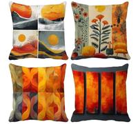 Outdoor Cushions 55cm x 55cm Nordic Cushion Covers Set of 4 Sofa Pillows Covers Soft Square Decorative Pillows Modern And Simple Pattern Design, Spring Summer Patio Garden Furniture Home Decor s13-7C