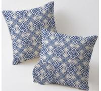 Outdoor Cushions 55x55 cm Blue Cushion Covers Waterproof Linen Sofa Pillows Set of 2 Decorative Pillowcases Outdoor Garden Cushions Boho Double Sided Printing for Garden Furniture Balcony Decor C-898