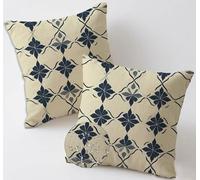 Outdoor Cushions 55x55 cm Simple Cushion Covers Waterproof Linen Pillows Set of 2 Decorative Pillowcases Outdoor Garden Cushions Boho Double Sided Printing for Garden Furniture Balcony Decor Gift C878