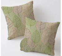 Outdoor Cushions 55x55 cm Simple Cushion Covers Waterproof Linen Pillows Set of 2 Decorative Pillowcases Outdoor Garden Cushions Leaf Double Sided Printing for Garden Furniture Balcony Decor Gift C846