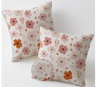 Outdoor Cushions 55x55 cm Simple Cushion Covers Waterproof Linen Pillows Set of 2 Square Pillowcases Outdoor Garden Cushions Summer Floral Double Sided Printing for Garden Furniture Balcony Decor C826