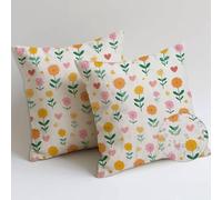 Outdoor Cushions 55x55 cm Simple Cushion Covers Waterproof Soft Pillows Set of 2 Square Pillowcases Outdoor Garden Cushions Summer Floral Double Sided Printing for Garden Furniture Balcony Decor C-822