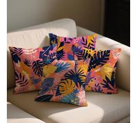 Outdoor Cushions 55x55 cm Tropical Plants Outdoor Waterproof Velvet Cushion Covers Nature Pattern Square Sofa Throw Pillow Case Set of 4 Spring Summer Chair Garden Furniture Decor,Gift for women -1187