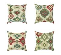 Outdoor Cushions 55X55CM Set of 4 Plain Bohemia Linen Outdoor Cushions Waterproof Decorative Square Pillows HD Double Sided Printing for Garden Bench Patio Farmhouse Home Wall Decor, Gifts 6-LV913