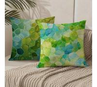 Outdoor Cushions 60cm x 60cm/24x24 Inch Large Cushion Covers Green Throw Pillow Cover Abstract Velvet Square Pillowcases for Park Chair Balcony Bed Garden Decorative, Gifts for Women, Set of 2 1B-447