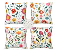 Outdoor Cushions 60cm x 60cm Set of 4 Waterproof Botanical Cushion Covers Decorative Pillows Floral Throw Pillow Case with Invisible Zipper for Outdoor Garden Patio Couch Bench 24x24 Inches -LI162