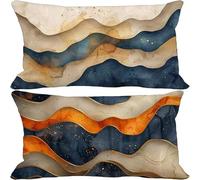 Outdoor Cushions 60cm x 80cm, Set of 2 Blue Cushion Covers Soft Sofa Pillows Covers Nordic, Decorative Pillows with Invisible Zip for Outdoor Garden Furniture Patio Couch Home Decor Gifts -2167o