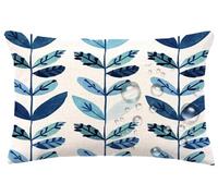 Outdoor Cushions 60x 80cm,Blue Cushion Covers Waterproof Garden Pillow Case with Invisible Zipper,Set of 2 Large Pillowcases with Stitched Edges,Leaf Decorative Pillows for Couch Patio Home Decor m540