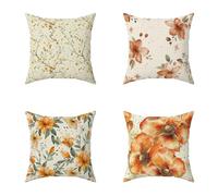 Outdoor Cushions 60X60CM Set of 4 Color Throw Pillow Flower Soft Outdoor Cushions Waterproof Decorative Square Pillows HD Double Sided Printing for Garden Bench BedPatio Farmhouse Home Decor 8-9MR73