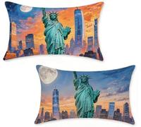 Outdoor Cushions 60x90 cm Set of 2 Color Outdoor Cushion Covers 60 x 90 cm Throw Pillow Covers New York Decorative Pillowcase Linen Invisible Zipper HD Double Sided Printing for Home Decor 4-5981I