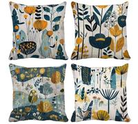 Outdoor Cushions 65cm x 65cm Modern And Simple Cushion Covers Set of 4 Sofa Pillows Covers Linen Square Decorative Pillows Nordic Pattern Design, Spring Summer Patio Garden Furniture Home Decor w24-29