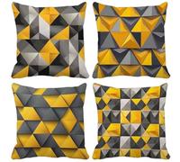 Outdoor Cushions 65cm x 65cm Modern And Simple Cushion Covers Set of 4 Sofa Pillows Covers Linen Square Decorative Pillows Plaid Pattern Design, Spring Summer Patio Garden Furniture Home Decor d14-80