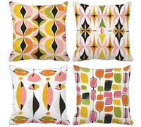Outdoor Cushions 65cm x 65cm Modern And Simple Cushion Covers Set of 4 Sofa Pillows Covers Soft Square Decorative Pillows Geometry Pattern Design, Spring Patio Garden Furniture Home Decor z15-6J