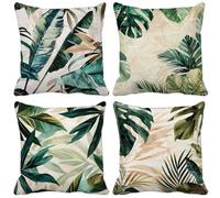 Outdoor Cushions 65cm x 65cm Nordic Cushion Covers Set of 4 Sofa Pillows Covers Soft Square Decorative Pillows Leaf Pattern Design with Invisible Zip, Spring Patio Garden Furniture Home Decor w9-6S