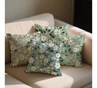 Outdoor Cushions 65x65 cm Duck Egg Outdoor Waterproof Velvet Cushion Covers Floral Pattern Double Sided Printing Throw Pillow Case Set of 4 Spring Summer Garden Furniture Decor, Gifts for Women b-1343