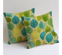 Outdoor Cushions 65x65 cm Green Cushion Covers Waterproof Soft Pillows Set of 2 Decorative Pillowcases Outdoor Garden Cushions Plant Double Sided Printing for Garden Furniture Balcony Decor Gift C1070
