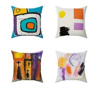 Outdoor Cushions 65X65CM Set of 4 Color Abstract Soft Outdoor Cushions Waterproof Decorative Square Pillows HD Double Sided Printing for Garden Bench Patio Farmhouse Home Wall Decor, Gifts 0-GX975