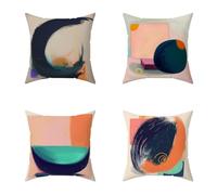 Outdoor Cushions 65X65CM Set of 4 Color Natural Linen Outdoor Cushions Waterproof Decorative Square Pillows HD Double Sided Printing for Garden Bench Patio Farmhouse Home Wall Decor, Gifts 5-9BG82