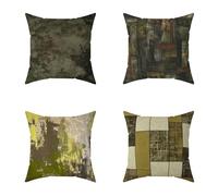 Outdoor Cushions 65X65CM Set of 4 Dark Green Abstract Soft Outdoor Cushions Waterproof Decorative Square Pillows HD Double Sided Printing for Garden Seat Pads Patio Autumn Home Wall Decor J-49296